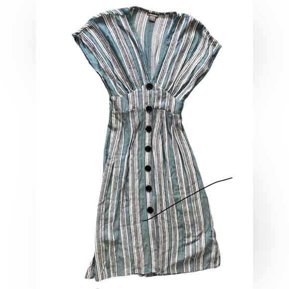 Angie Striped Cap Sleeve Button down Dress | S - Picture 1 of 4